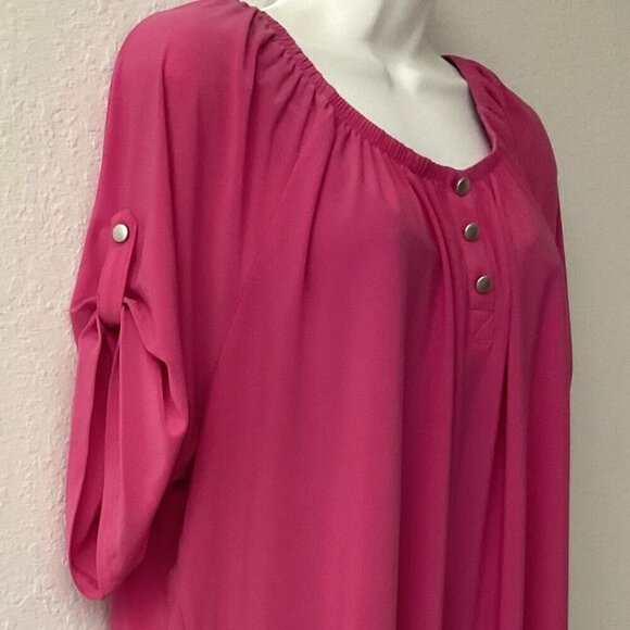 NY COLLECTIONS PLUS SIZE ¾ ROLL TAB LIGHTWEIGHT TOP 3X - Picture 4 of 13